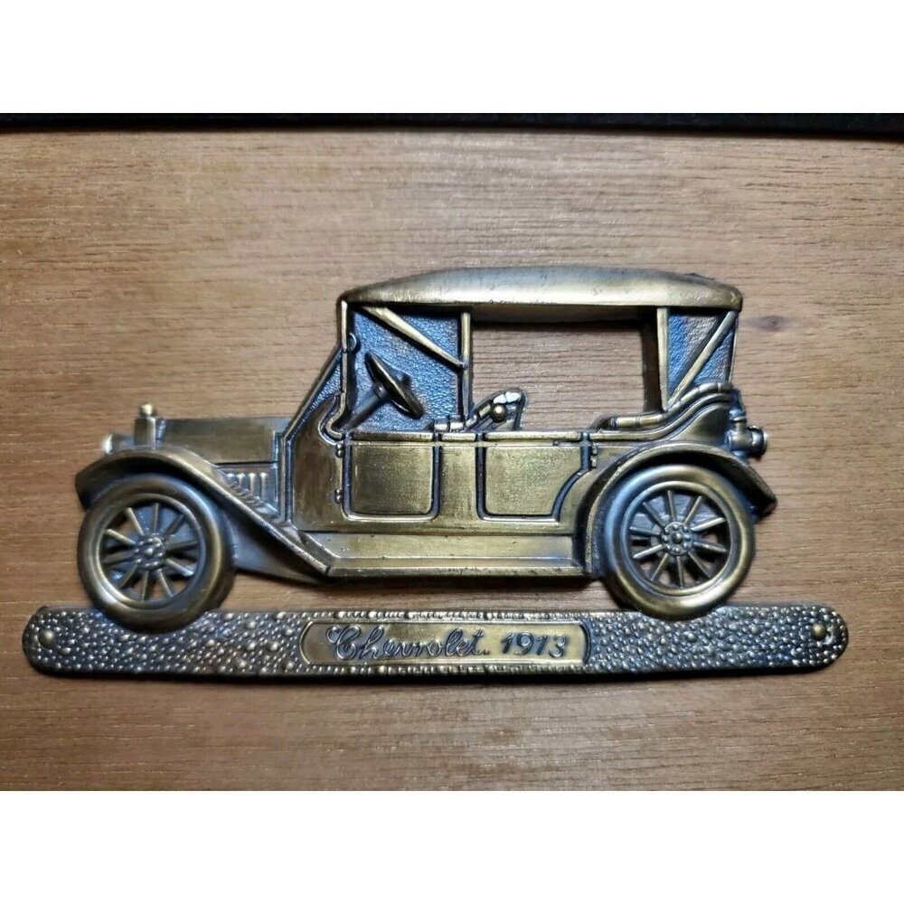 4 Vintage Framed Brass Wall Hangings Plaques Buick Chevrolet Automobiles Japan - Picture 5 of 9